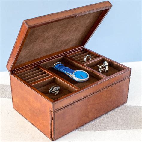 Gents Personalised Large Leather Jewellery Box By Ginger Rose