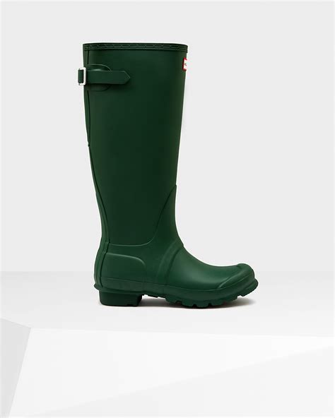 Hunter Womens Original Adjustable Rubber Wellington Boots In Green Lyst