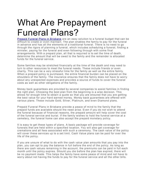 What Are Prepayment Funeral Plans By Farewellfuneralsau Issuu