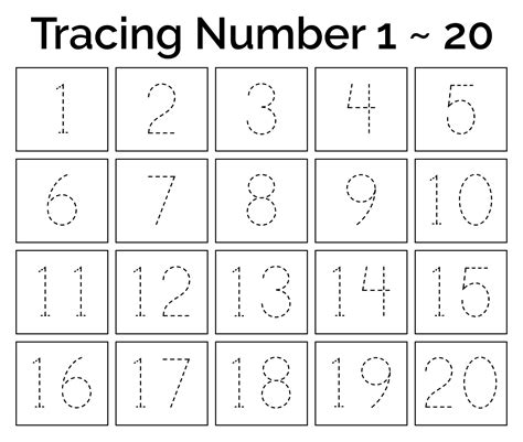 Tracing Worksheets Numbers 1 20 Tracing Worksheets Preschool