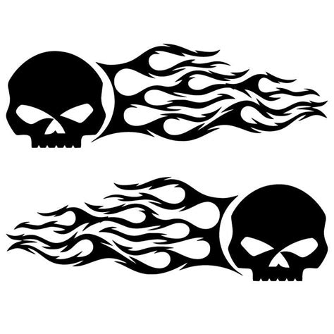 Kit De 2 Stickers Autocollants Harley Davidson Logo Skull Flammes