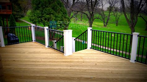White Deck Railing Treated Deck With Black Westbury Railing And White