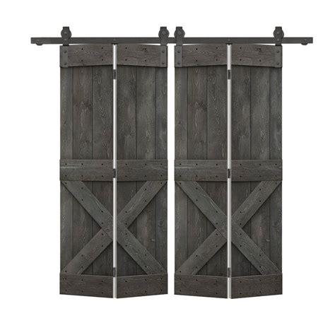 Calhome In X In Mini X Series Carbon Gray Stained Diy Wood Double Bi Fold Barn Doors