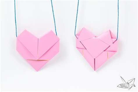 Origami Heart Necklace Tutorial Heart Letterfold Paper Kawaii