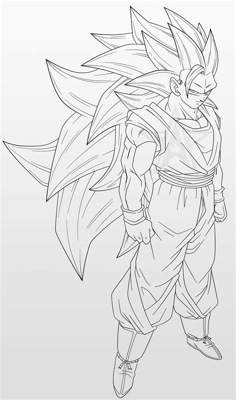 Super Saiyan 3 Goku 1 Line Art By Aubreiprince On Deviantart