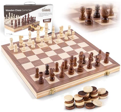 Wooden Chess Set Handcrafted Chess Pieces 15 Inch Chess Board