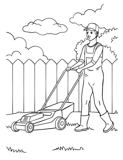 Lawn Mower Coloring Page For Kids 12697844 Vector Art At Vecteezy