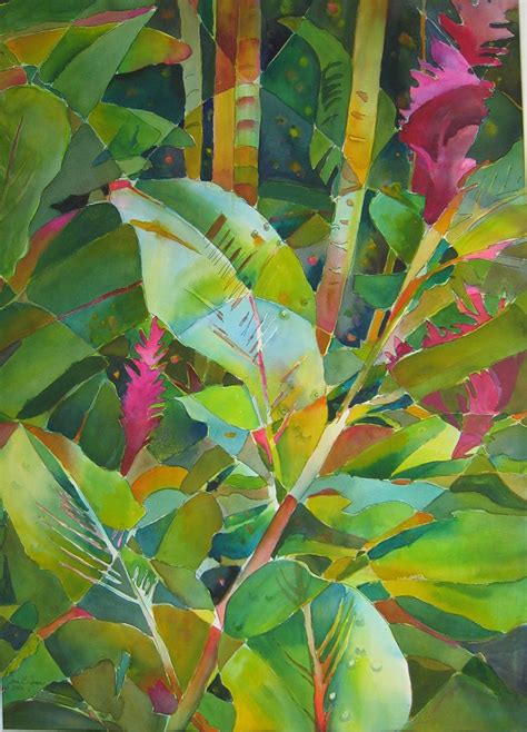 010610 Tropical Foliage By Jane Jones Watercolor ~ 30 X 22 Floral Art