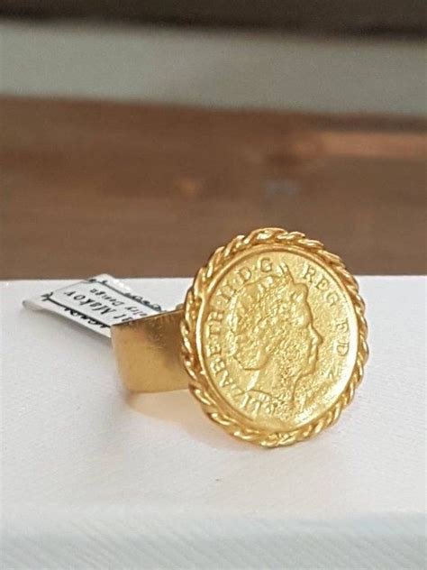 Gold Coin Ring Coin Pinky Ring Gold Signet Ring Coin Signet Etsy