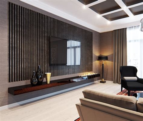 Dark Brown Horizontal Wall Panels Set This Room Off Stylish Apartment
