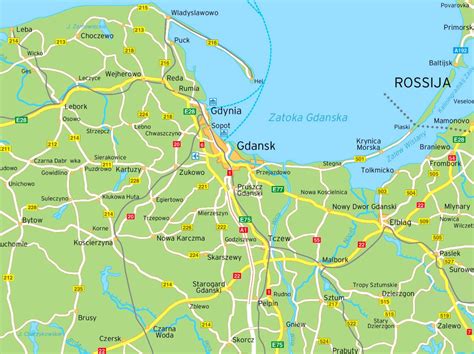 Gdansk (gdańsk) , gdańsk, pomerania. Gdańsk area road map