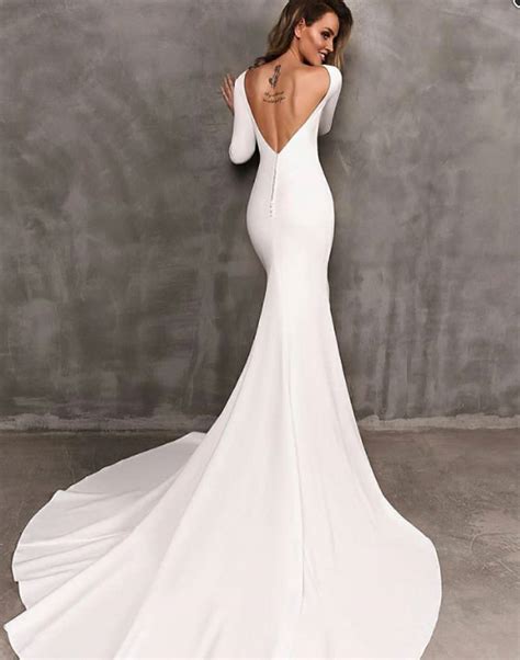 Https://wstravely.com/wedding/long Sleeve Sleek Wedding Dress