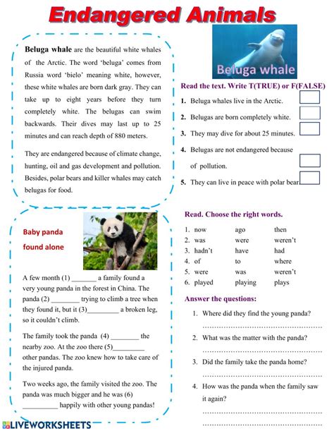 Endangered Animals Interactive Worksheet