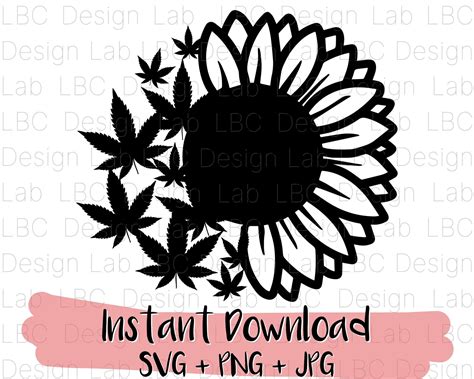 Sunflower Weed Leaf Svg Stoner Design Weed Svg Marijuana | Etsy