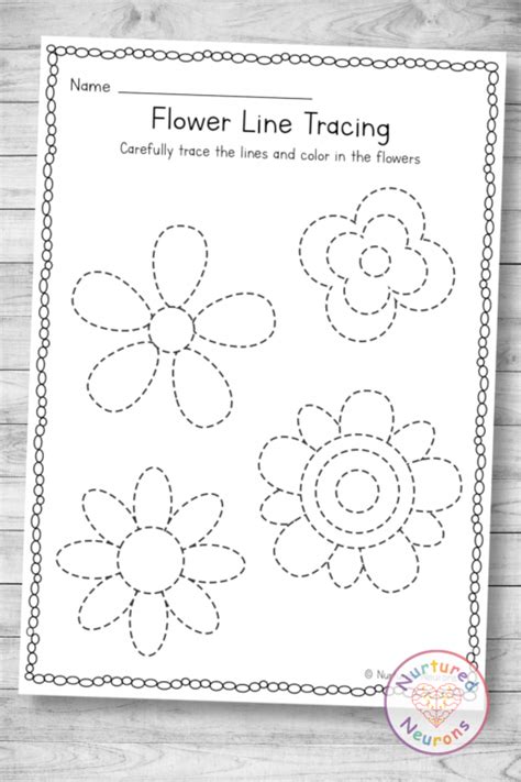 Simple Flower Tracing And Coloring Sheet Preschool Printable