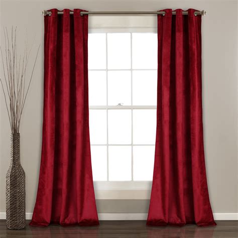 Prima Velvet Solid Room Darkening Window Curtain Panel Set Red Velvet