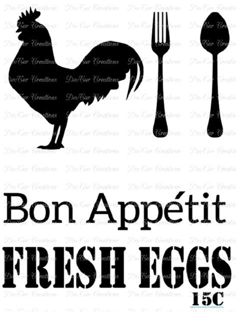 Kitchen Svg Cut File Rooster Spoon Fork Fresh Eggs Bon Etsy