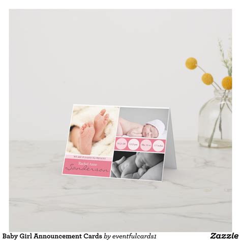 Baby Girl Announcement Cards Zazzle Baby Girl Announcement Cards