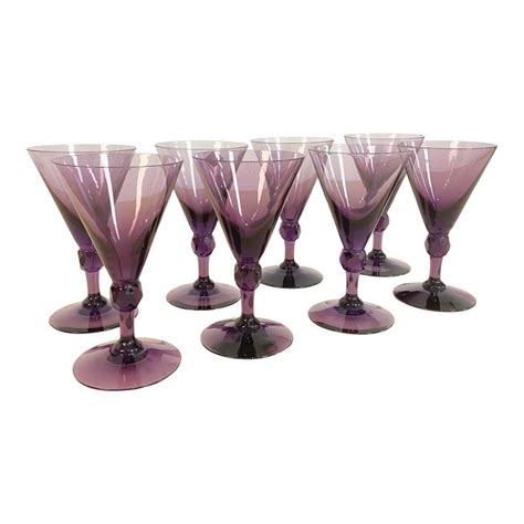 1970s Fostoria Amethyst Purple Drinking Glasses Set Of 8 In 2022 Purple Drinking Glasses