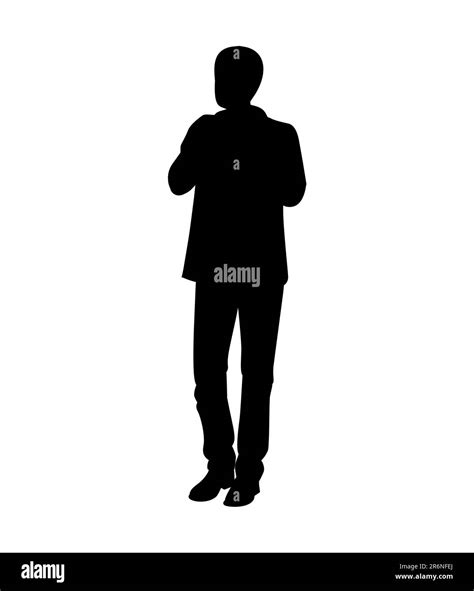 Black Silhouette Of A Cool Businessman Standing With Style Vector