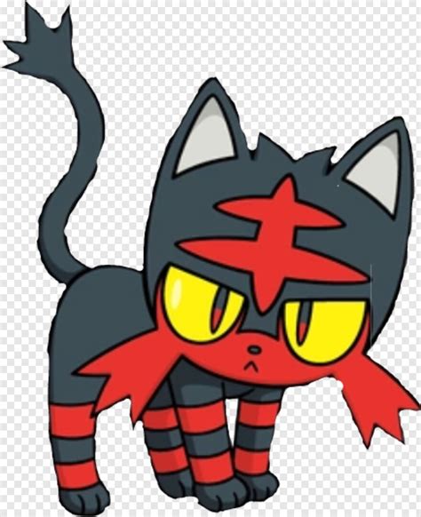 Litten Black And Red Cat Pokemon Transparent Png 434x533 3170315