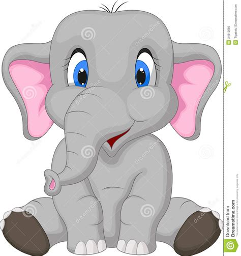 Cute Elephant Cartoon Sitting Royalty Free Stock Image