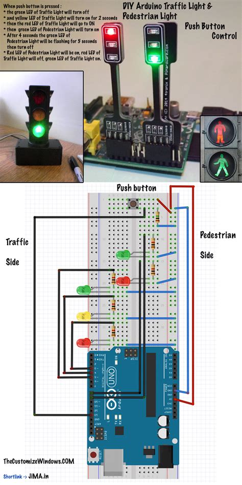 Diy Arduino Traffic Light Pedestrian Light Push Button Control Https