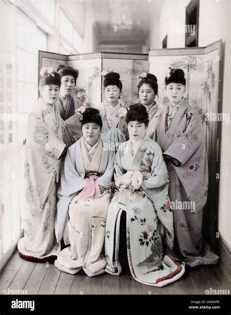 Group Of Prostitutes In A Brothel Japan C 1880 S Vintage Late 19th