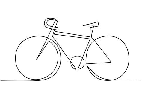 One Line Drawing Or Continuous Line Art Of Classic Bicycle Vector