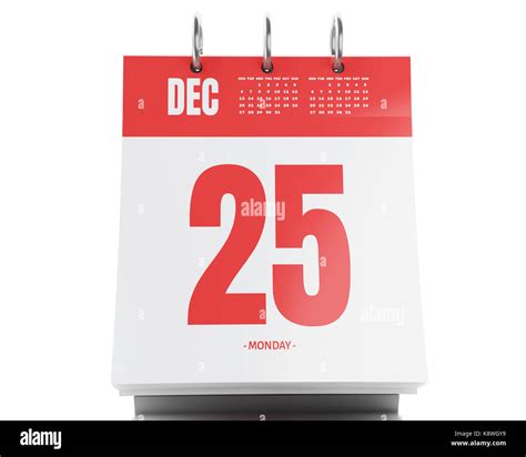 3d Illustration Day Calendar With Date December 25 2017 Christmas