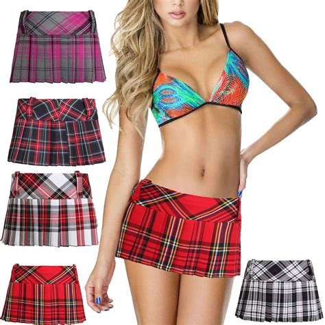 Womens Ladies 9 Mini Skater Skirt Kilt Tartan Pleated Micro Shorts Girls 8 14 Ebay