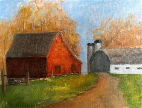 Daily Paintworks Autumn On The Farm Original Fine Art For Sale