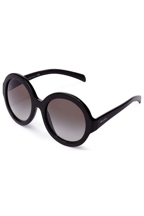 prada pr06rs oversized round sunglasses in black lyst