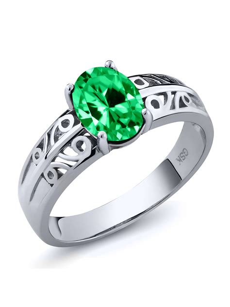 Gem Stone King 1 21 Ct Oval Green Zirconia 925 Sterling Silver Ring