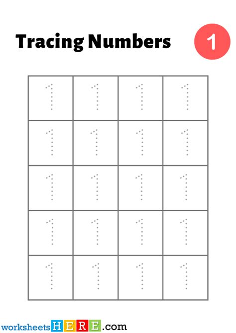 Tracing Numbers Activity Number 1 Trace Pdf Worksheets For Kids
