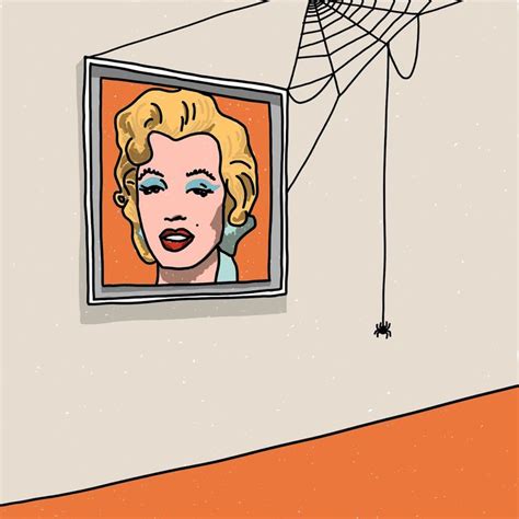 An Image Of Marilyn Monroe Hanging From A Spider Web On The Wall Above