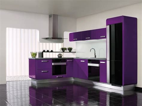 inspirasi desain dapur minimalis warna ungu  indah  modern