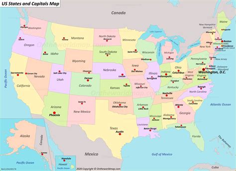 United States Political Map With Capitals