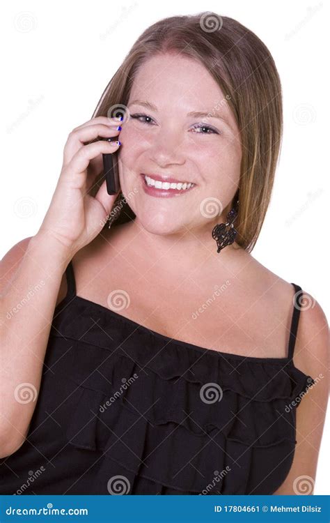 Cheerful Woman Smiling On The Phone Stock Image Image Of Close Adult 17804661