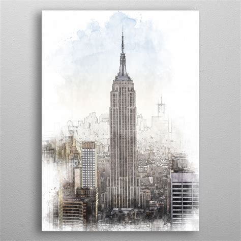 Empire State Building Landscapes Poster Print Metal