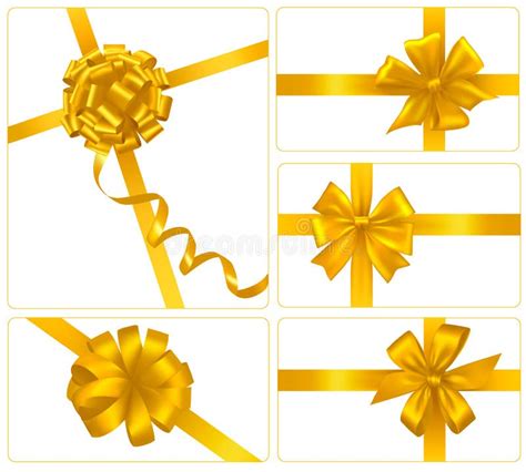 Set Gold T Bows Ribbons Vector Stock Illustrations 572 Set Gold
