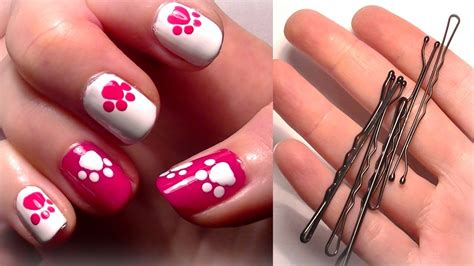 ♥ Hello Kitty Inspired Nails Using A Bobby Pin Easy Cute Nail Art