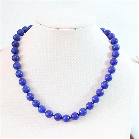 Charming Mm Egyptian Lapis Lazuli Round Beads Necklace Beaded