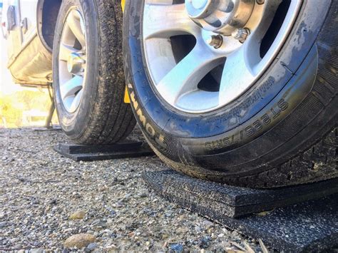 Just remember that the wood should be slightly wider than the tires. What are RV Levelers? Leveling pads or blocks are used beneath the wheels of your RV in order to ...