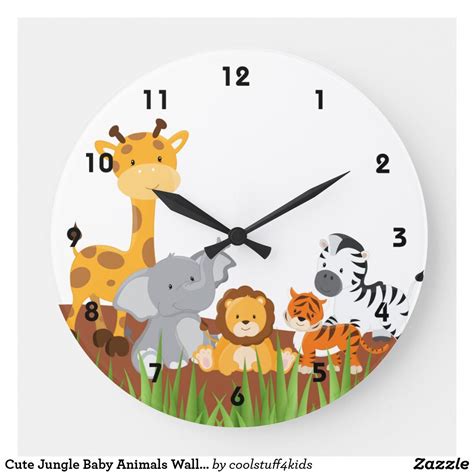Cute Jungle Baby Animals Wall Clocks Animal Kids Room
