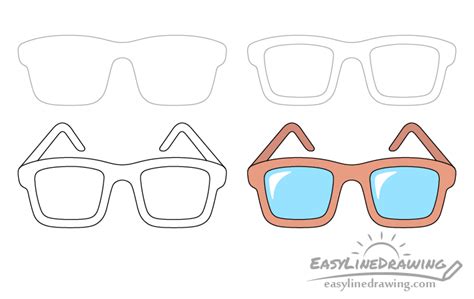 How To Draw Glasses Step By Step Easylinedrawing