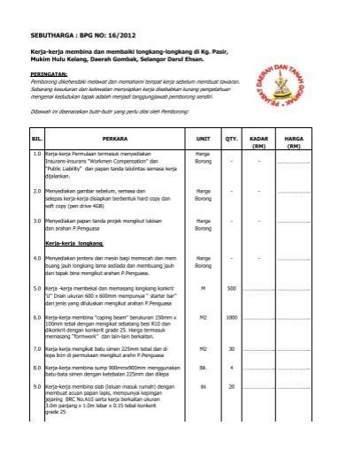 BQ Xlsx Sistem Tender Dokumen Dan Sebutharga