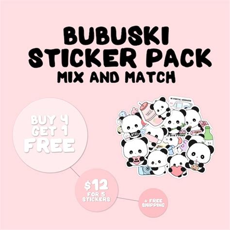 Sticker Pack Bubuski Cute Kawaii Panda Laptop Stickers Etsy
