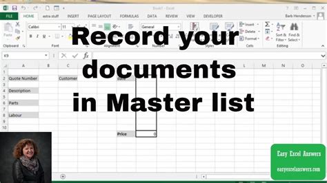 Record Your Documents In Master List Using Macro In Excel Youtube