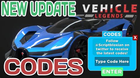 New Vehicle Legends Update Codes Roblox Youtube